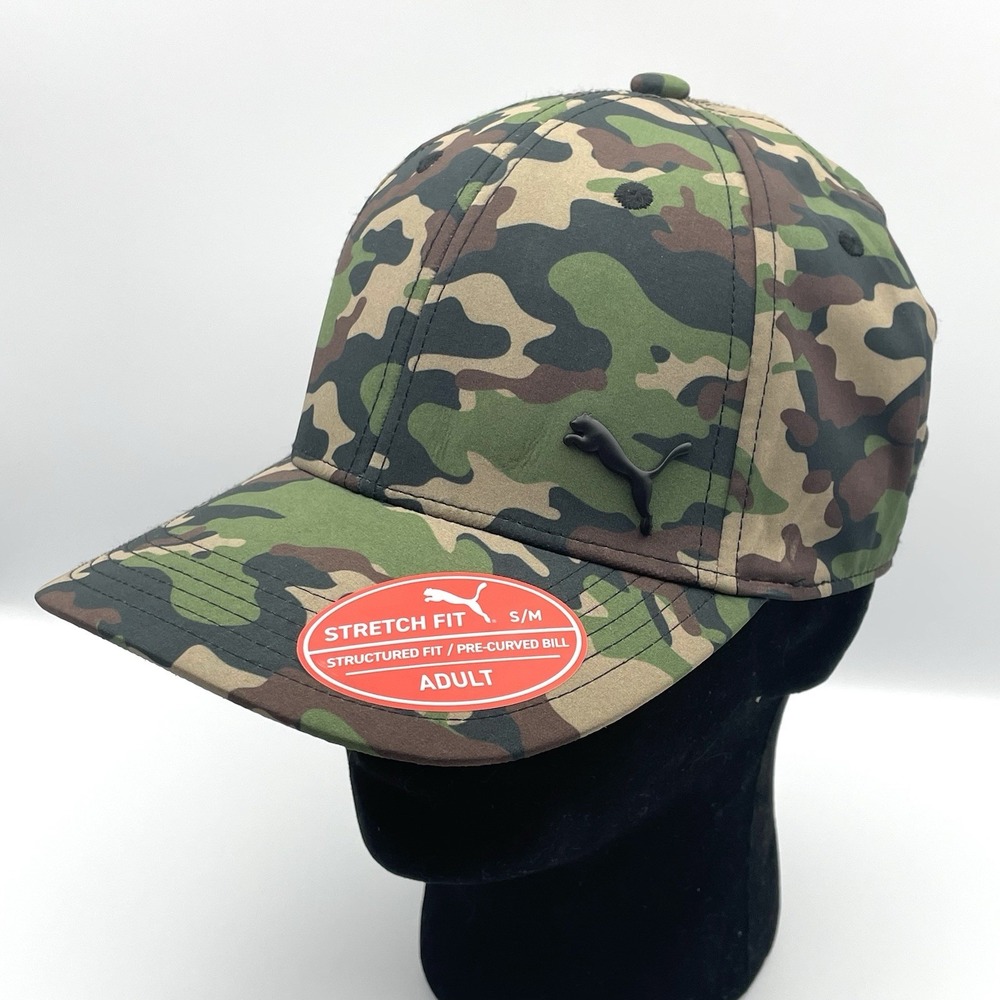 Puma Mens Baseball Cap Camo Stretch Fit Small S/M Structured Fit New NWOT